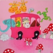 Roze bus - 40x40x3,5 cm